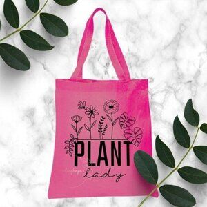 Plant Lady Reusable Canvas Tote - Hot Pink